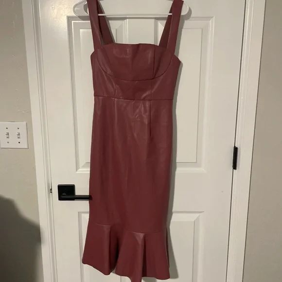 Hutch Anthropologie faux leather dress square neck